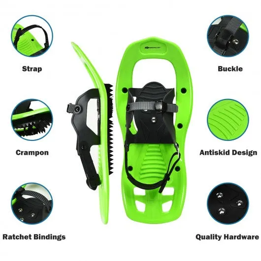 17" Lightweight Snowshoes w/ Bag Anti Slip-Green