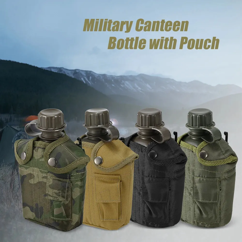 1L Outdoor Military Canteen Bottle Camping Hiking Backpacking Survival Water Bottle Kettle with Cover Canteen Kettle 2023