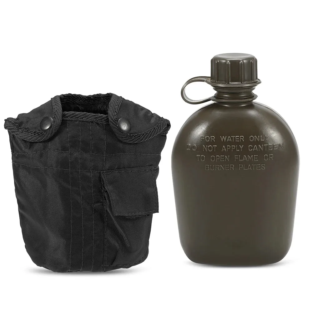 1L Outdoor Military Canteen Bottle Camping Hiking Backpacking Survival Water Bottle Kettle with Cover Canteen Kettle 2023