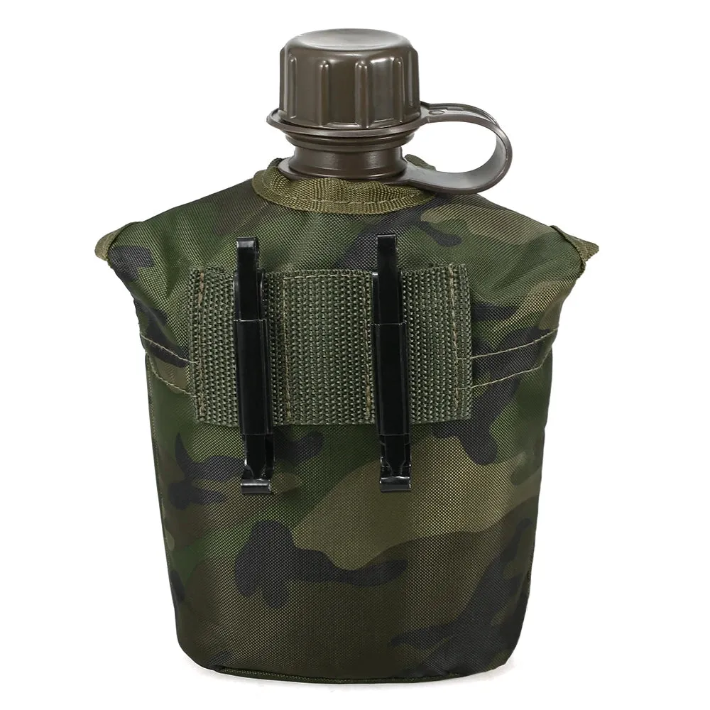 1L Outdoor Military Canteen Bottle Camping Hiking Backpacking Survival Water Bottle Kettle with Cover Canteen Kettle 2023