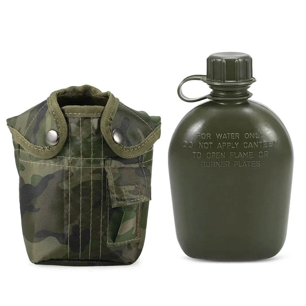 1L Outdoor Military Canteen Bottle Camping Hiking Backpacking Survival Water Bottle Kettle with Cover Canteen Kettle 2023