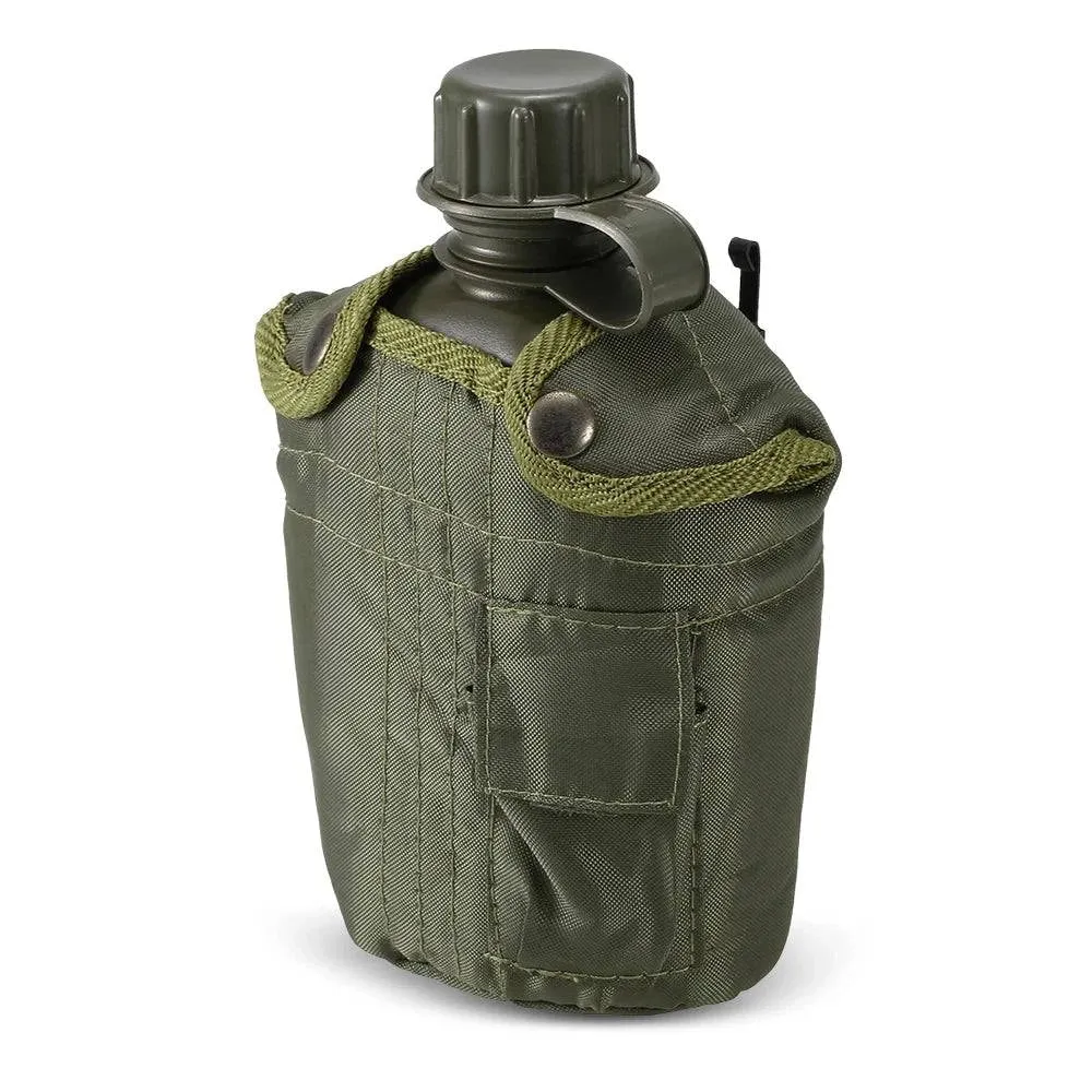 1L Outdoor Military Canteen Bottle Camping Hiking Backpacking Survival Water Bottle Kettle with Cover Canteen Kettle 2023