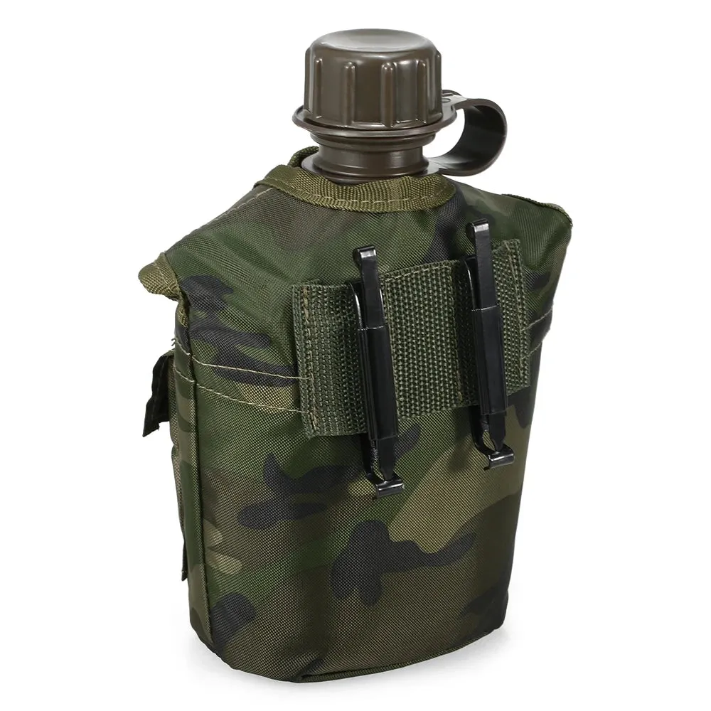 1L Outdoor Military Canteen Bottle Camping Hiking Backpacking Survival Water Bottle Kettle with Cover Canteen Kettle 2023