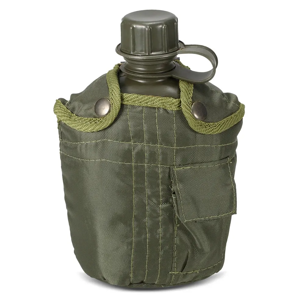 1L Outdoor Military Canteen Bottle Camping Hiking Backpacking Survival Water Bottle Kettle with Cover Canteen Kettle 2023