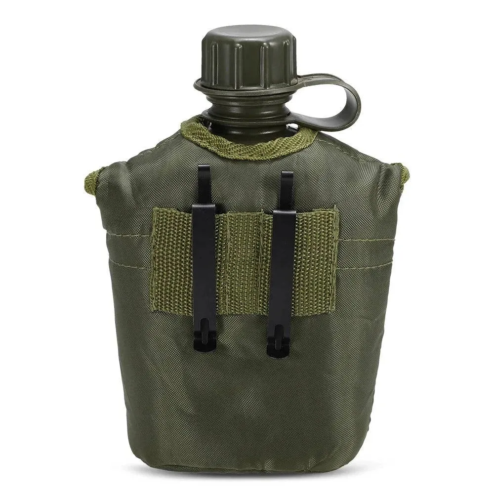 1L Outdoor Military Canteen Bottle Camping Hiking Backpacking Survival Water Bottle Kettle with Cover Canteen Kettle 2023