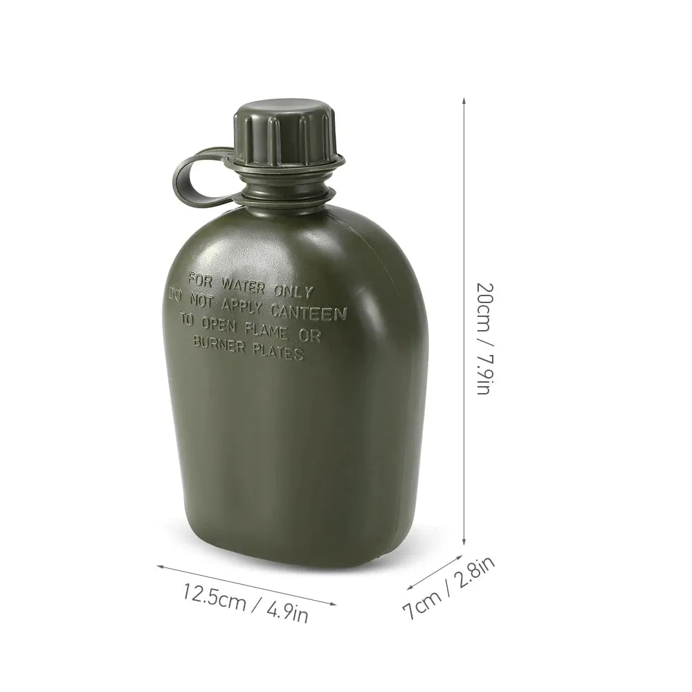 1L Outdoor Military Canteen Bottle Camping Hiking Backpacking Survival Water Bottle Kettle with Cover Canteen Kettle 2023