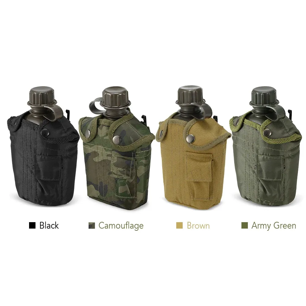 1L Outdoor Military Canteen Bottle Camping Hiking Backpacking Survival Water Bottle Kettle with Cover Canteen Kettle 2023