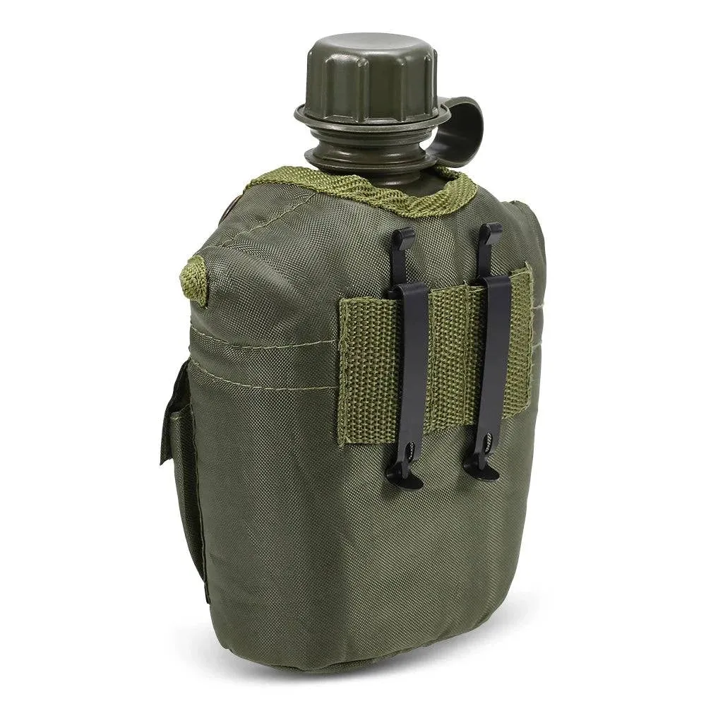 1L Outdoor Military Canteen Bottle Camping Hiking Backpacking Survival Water Bottle Kettle with Cover Canteen Kettle 2023