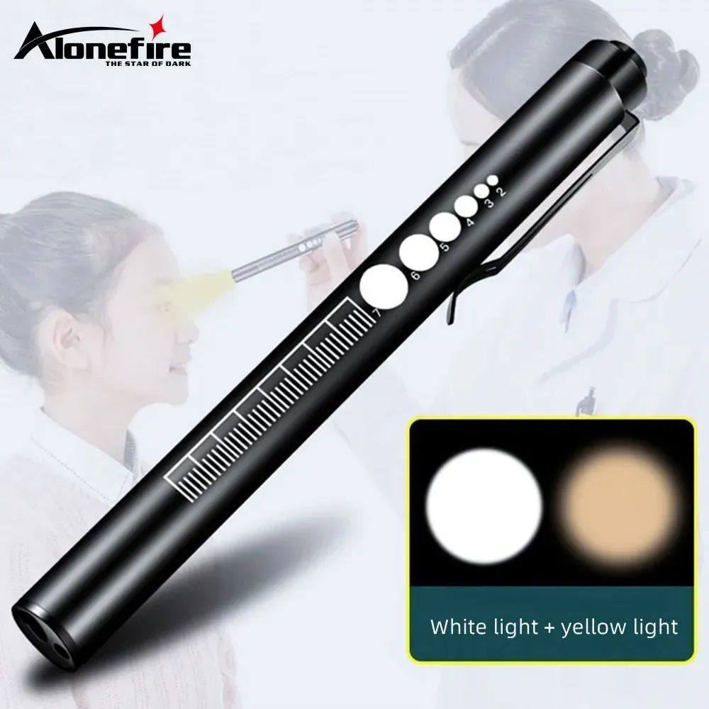 2-in-1 LED Penlight With Pupil Gauge Type-C USB Rechargeable Ldeal Medical First Aid Work Camping Hike Child Emergency Lighting