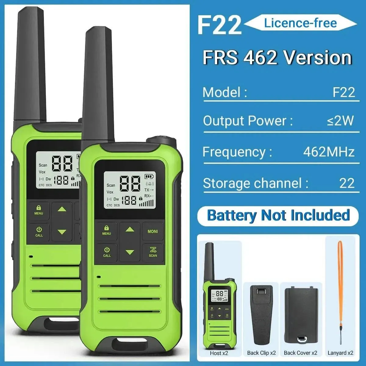 2PCS Baofeng F22 PMR FRS Mini Walkie Talkie Waterproof Type-C Licence-free NOAA Portable Two Way Ham Radio for Hunting