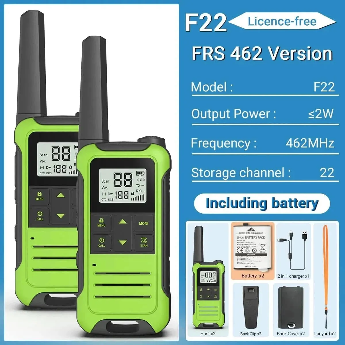 2PCS Baofeng F22 PMR FRS Mini Walkie Talkie Waterproof Type-C Licence-free NOAA Portable Two Way Ham Radio for Hunting