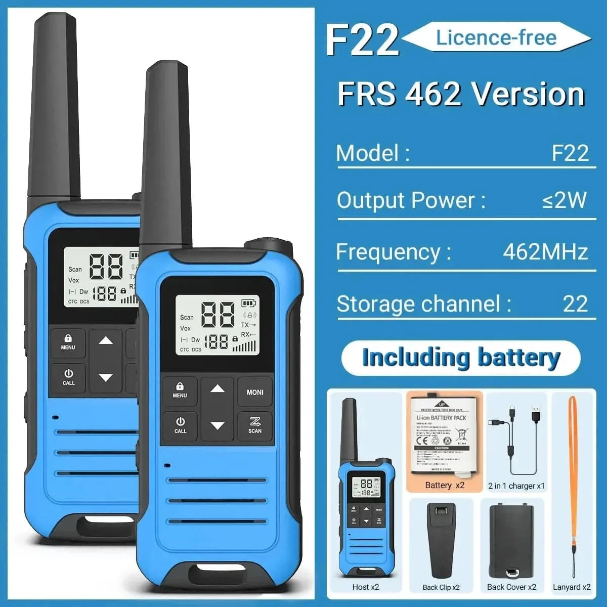 2PCS Baofeng F22 PMR FRS Mini Walkie Talkie Waterproof Type-C Licence-free NOAA Portable Two Way Ham Radio for Hunting