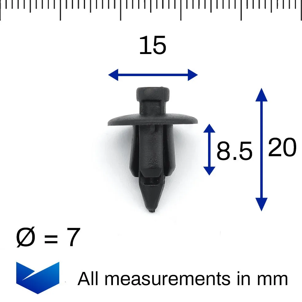 7mm Push Fit Plastic Rivet, Toyota 90467-07076-C0