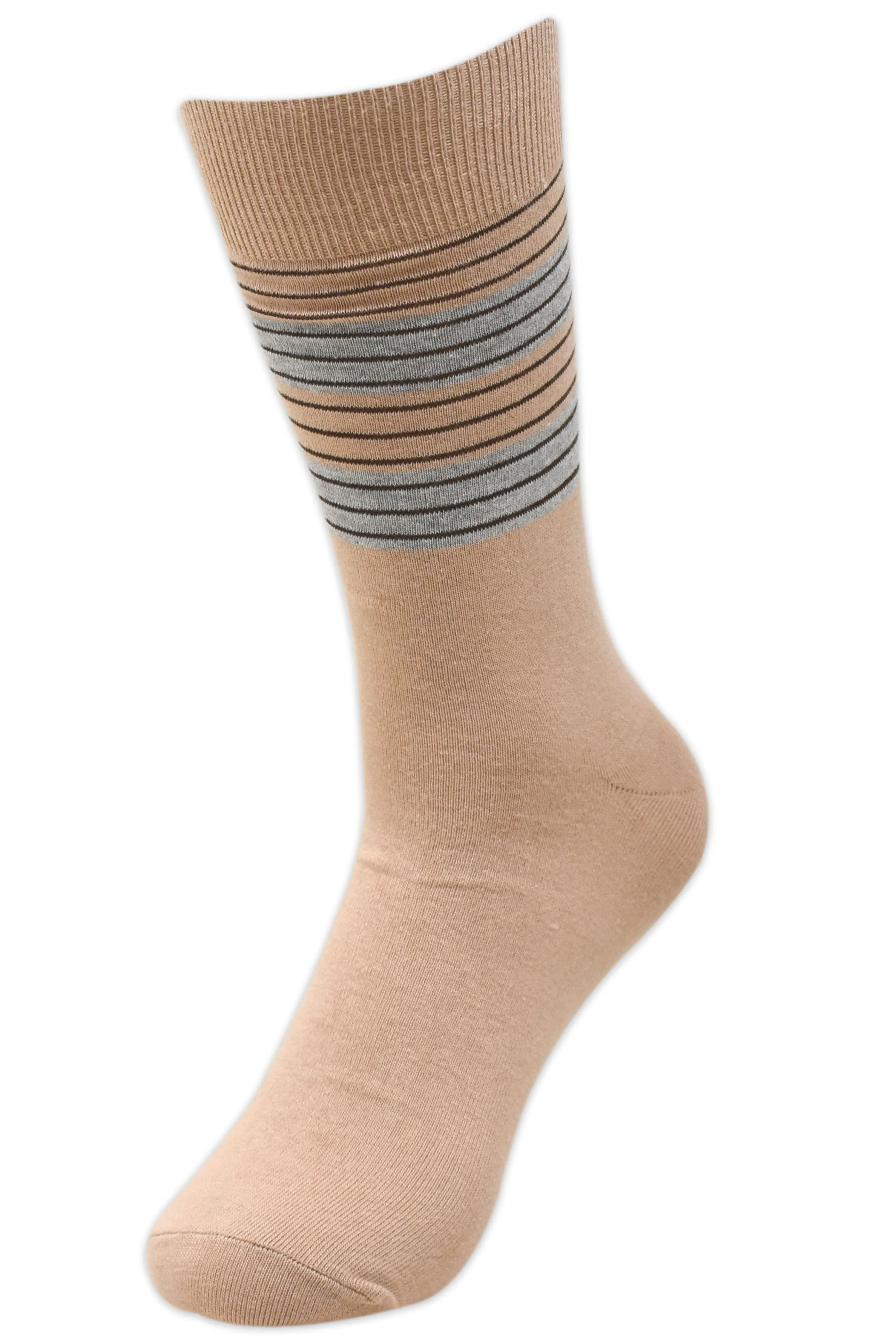 Balenzia Men's Striped Cotton Crew Socks-3 Pair/1U Pack