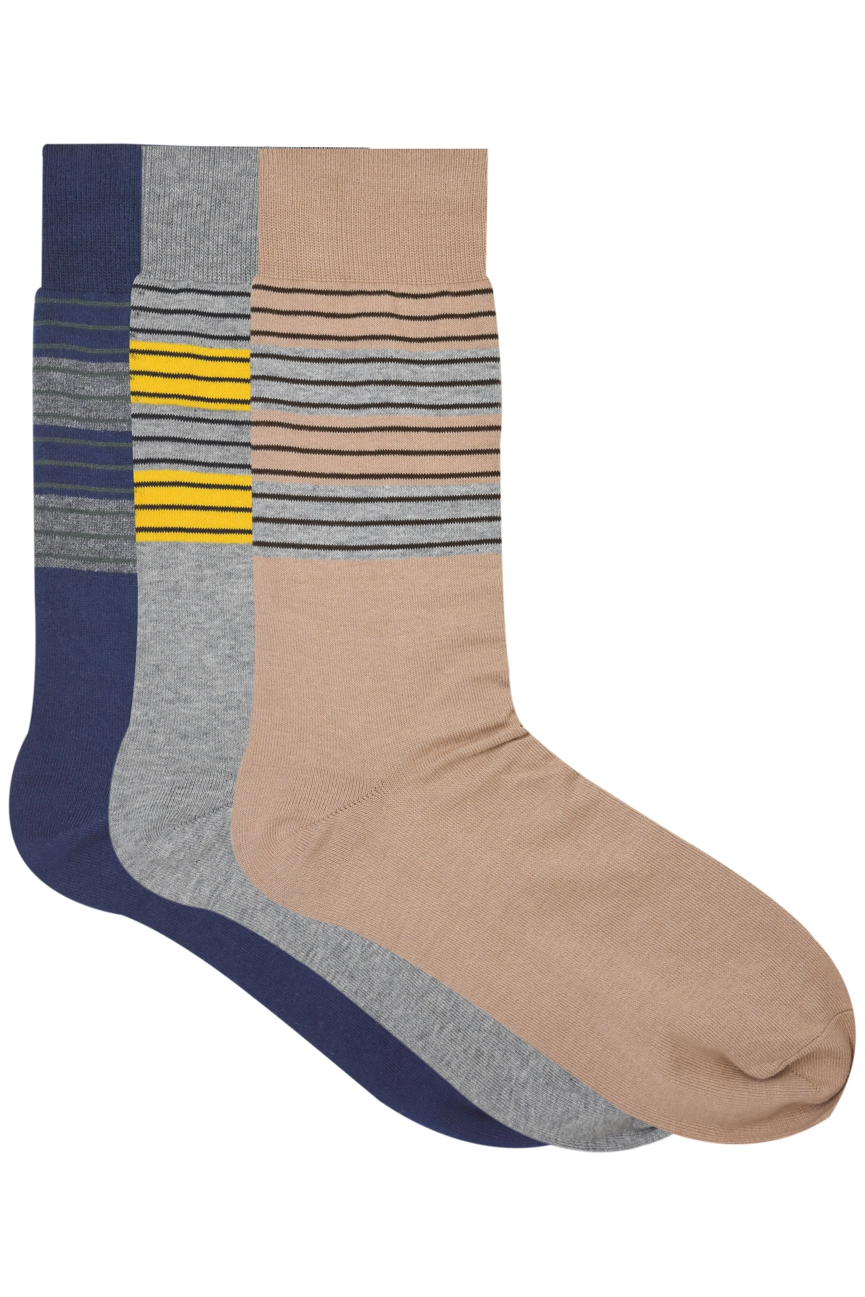 Balenzia Men's Striped Cotton Crew Socks-3 Pair/1U Pack