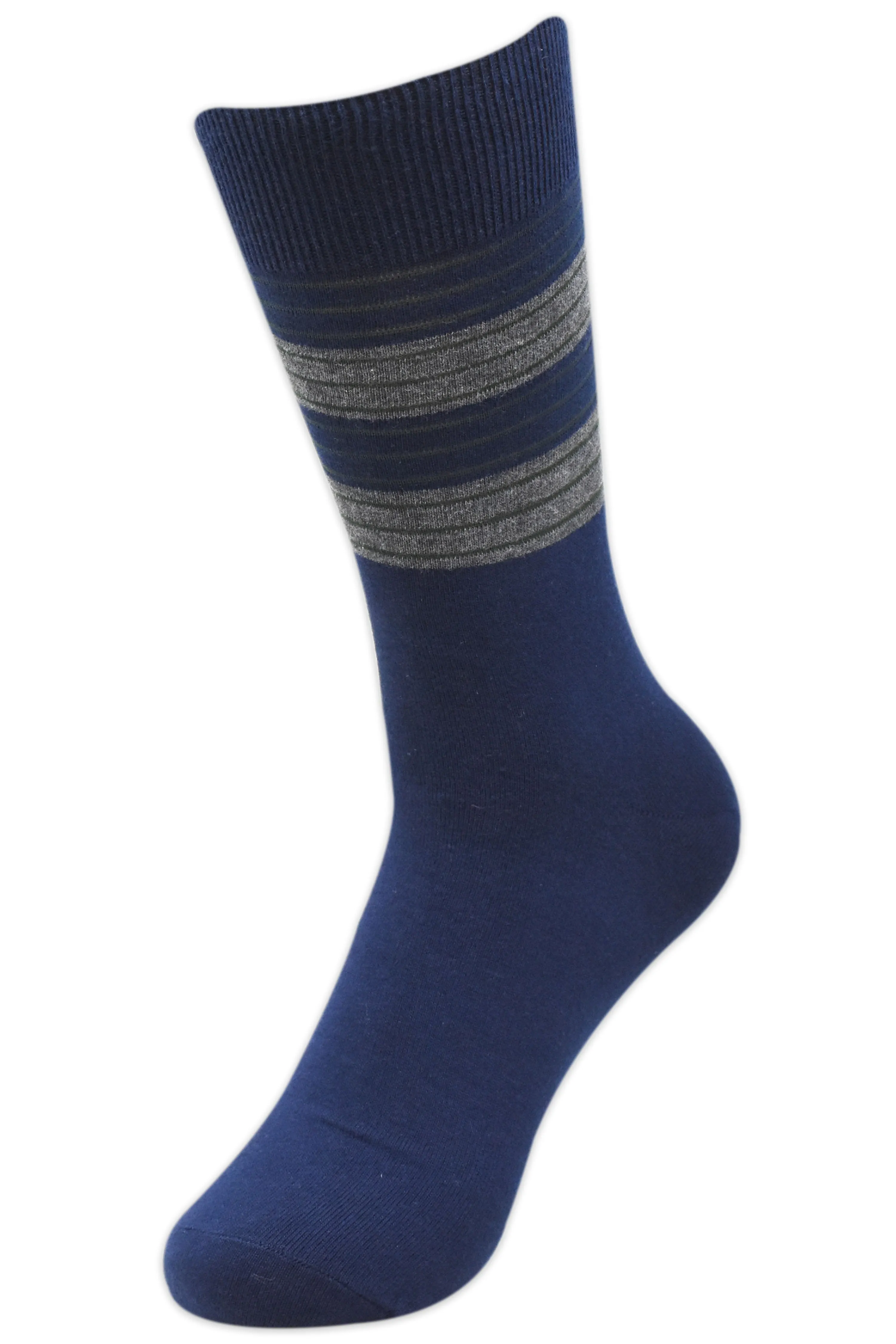 Balenzia Men's Striped Cotton Crew Socks-3 Pair/1U Pack