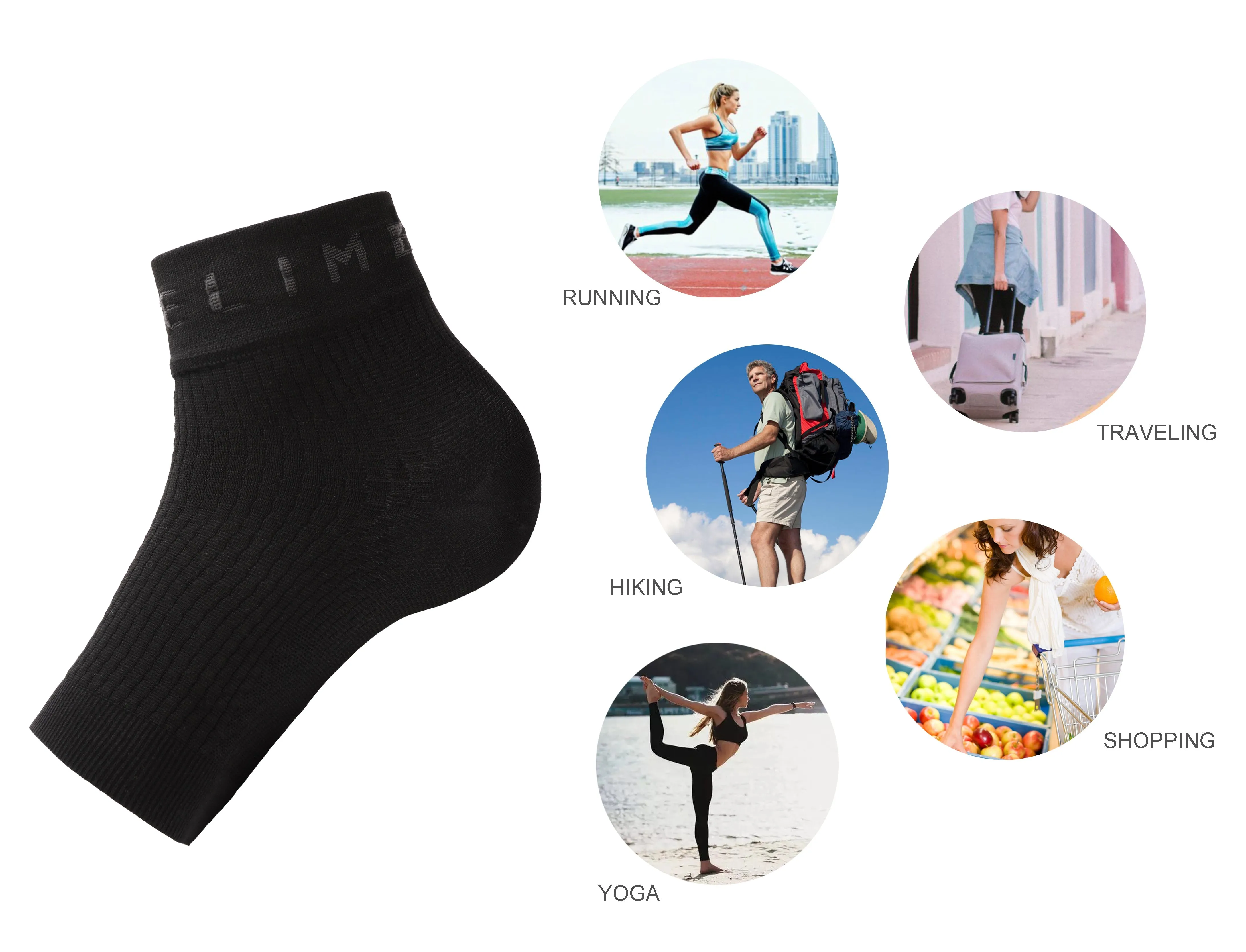 BUBBLELIME 80N/20S Compression Arch Support Ankle Brace_yoga