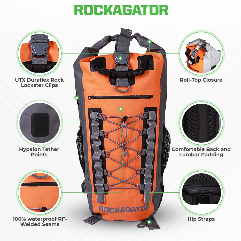 BUNDLE SPECIAL Rockagator Hydric Series 40 Liter Original Waterproof Backpack & 2 DRY BAGS