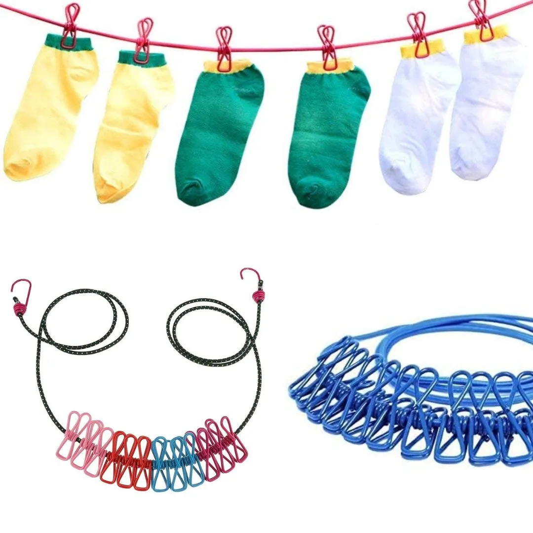 Elastic Cloth Hanging Rope with Clip for Cloth Drying/DIY