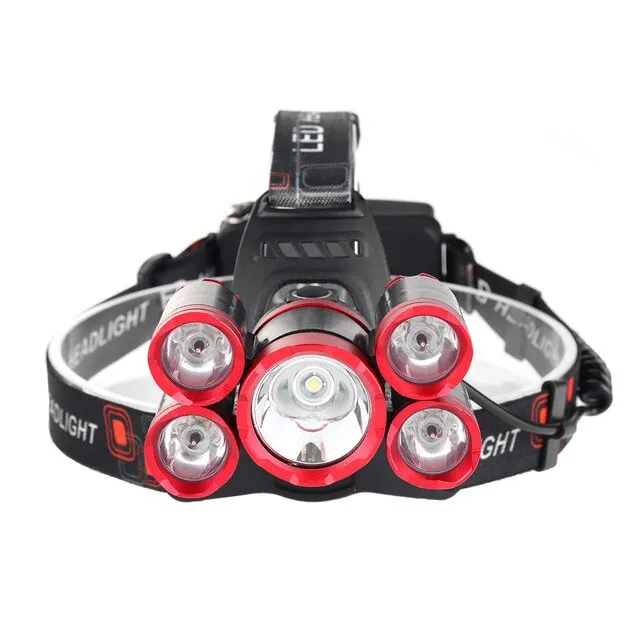 Head Light Flashlight 90 Degree Rotation USB 5 Colors Button Switch