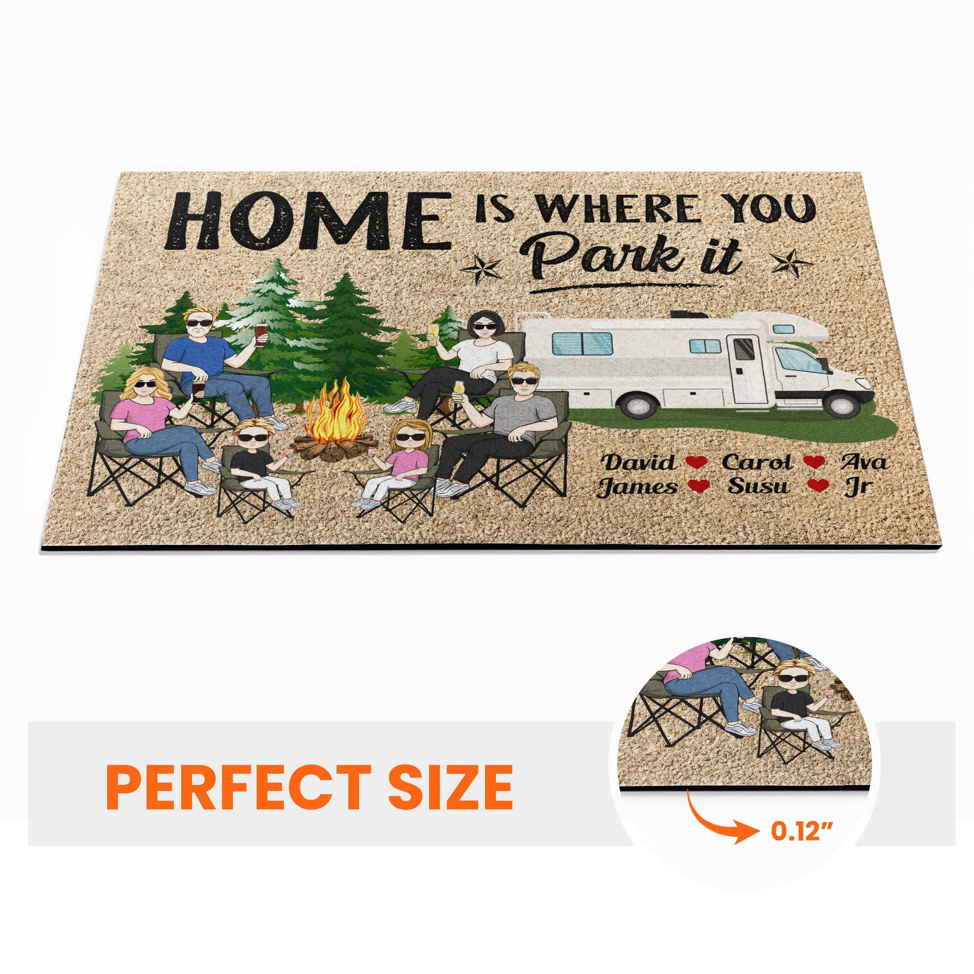 Home Is Where You Park It Ver 2  - Personalized Doormat - Camping Family