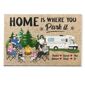 Home Is Where You Park It Ver 2  - Personalized Doormat - Camping Family