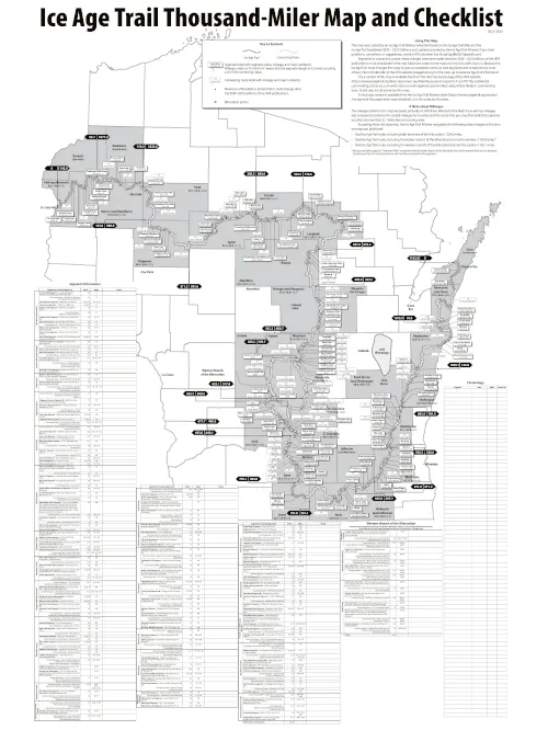 Ice Age Trail Thousand-Miler Map & Checklist – Big Map