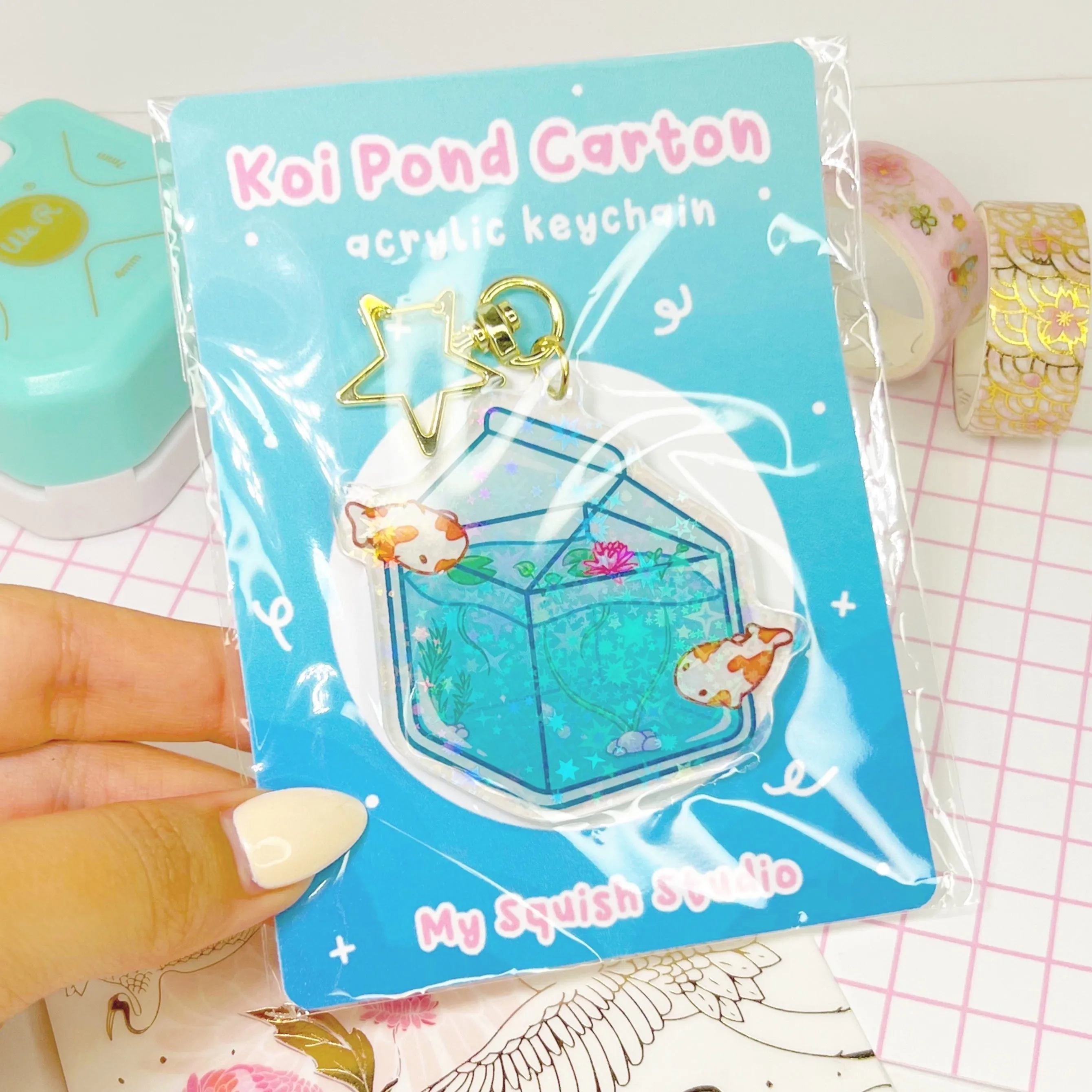 Koi Pond Carton Keychain