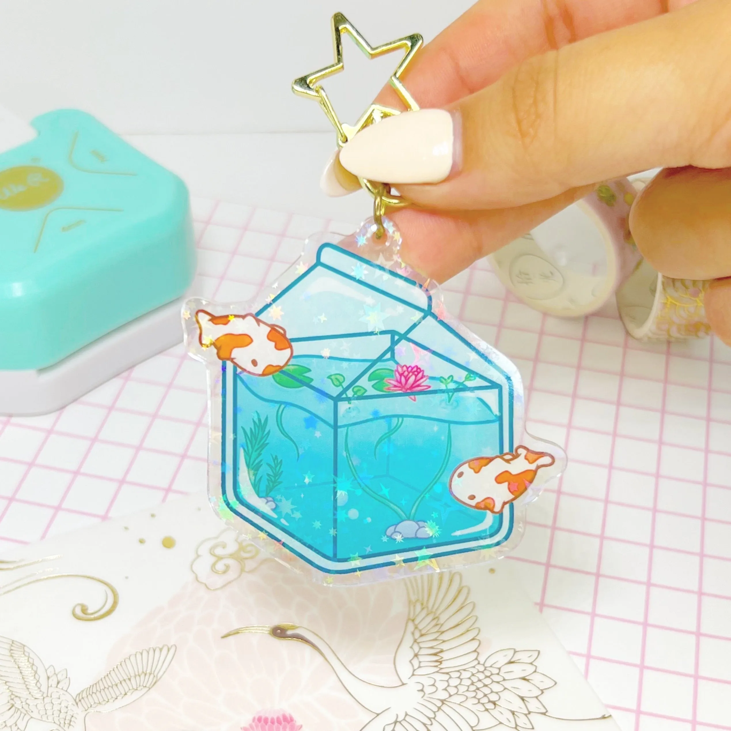 Koi Pond Carton Keychain