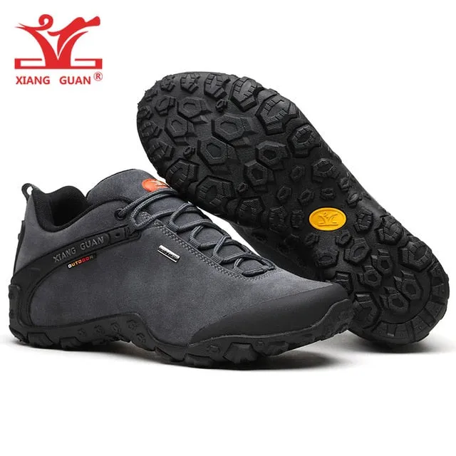 Men Hiking Boots Cow Black Waterproof Sports Climbing Outdoor