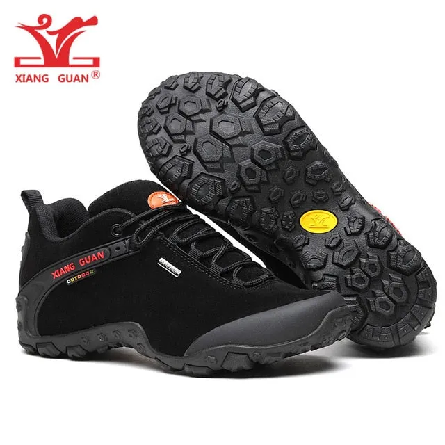 Men Hiking Boots Cow Black Waterproof Sports Climbing Outdoor