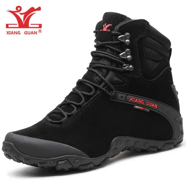 Men Hiking Boots Cow Black Waterproof Sports Climbing Outdoor