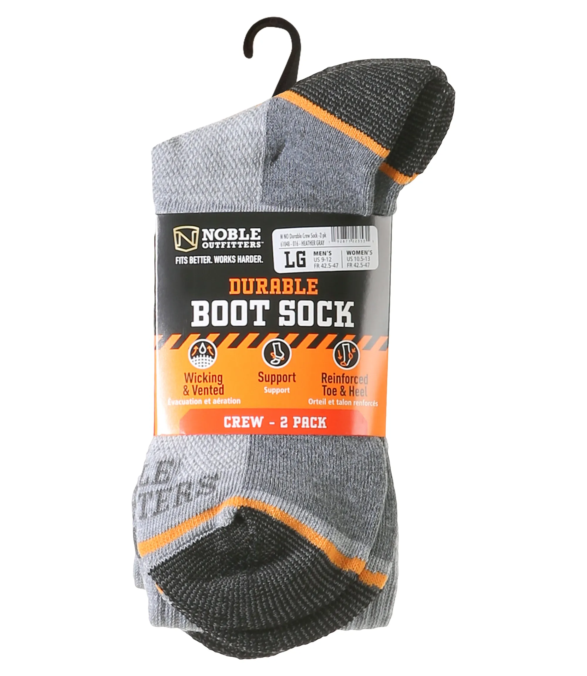 Men's Durable Boot Sock Crew – 2 Pack