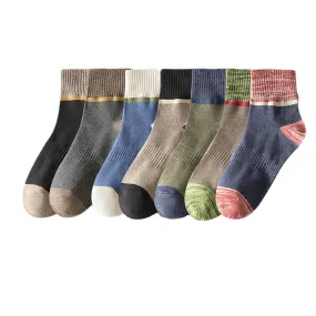 Men's mid-tube socks moisture-wicking cotton color-matching socks