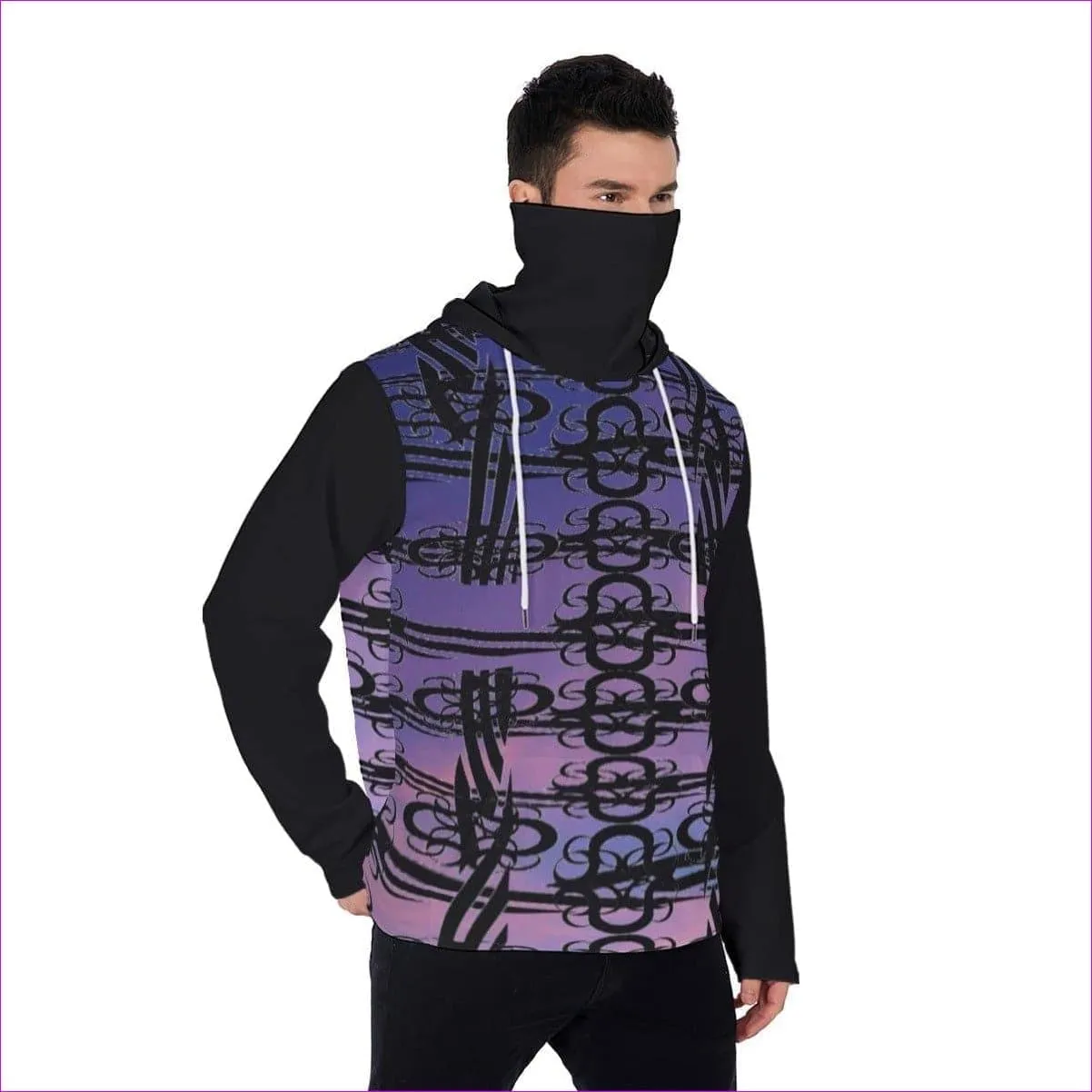 Midnight Aros Unisex Pullover Hoodie With Mask - Black