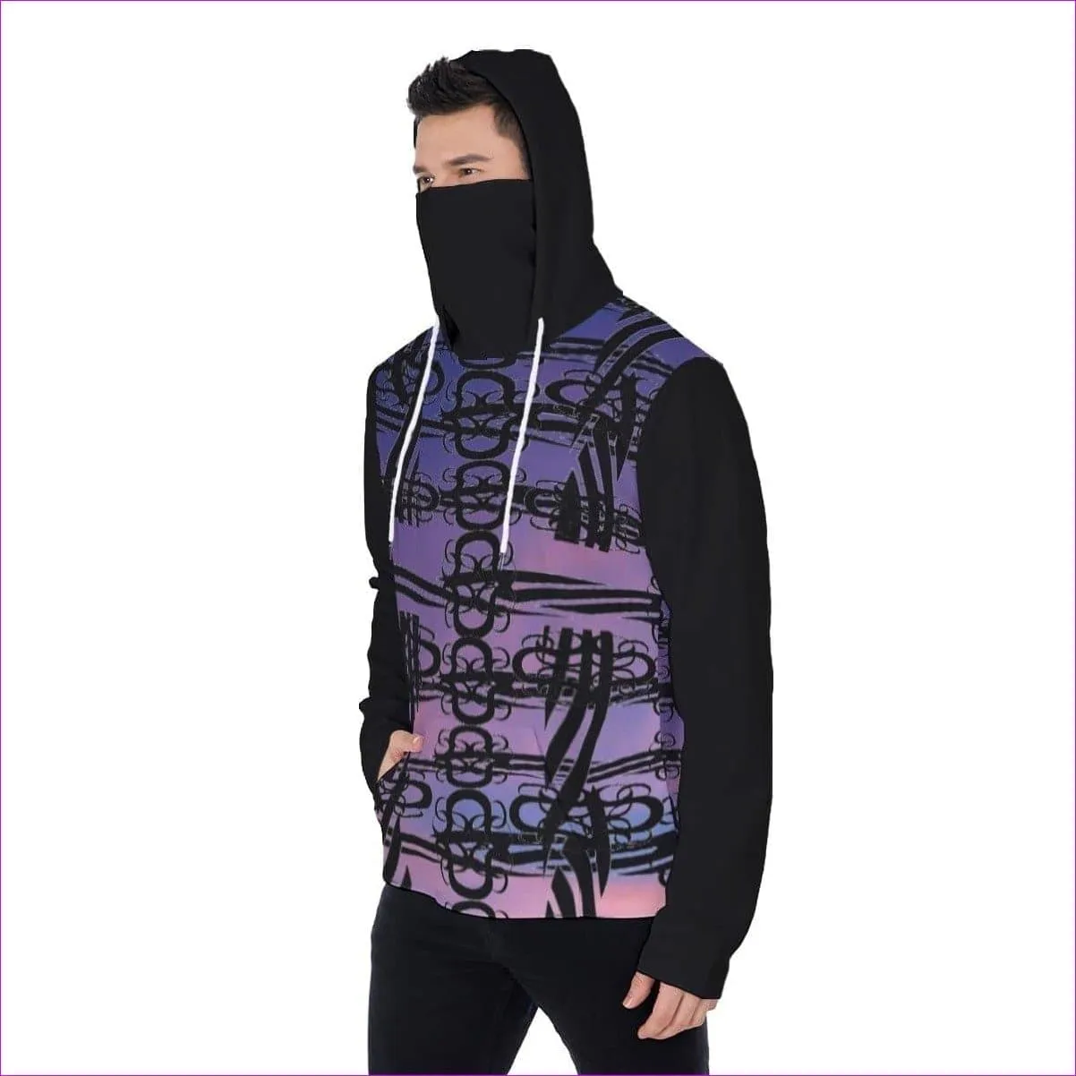 Midnight Aros Unisex Pullover Hoodie With Mask - Black