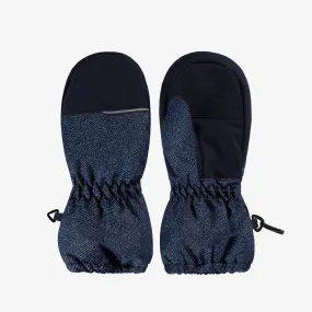 Mitaines bleues au look denim imperméables doublées en Thinsulate™, enfant || Denim blue look waterproof mittens lined in Thinsulate™, child