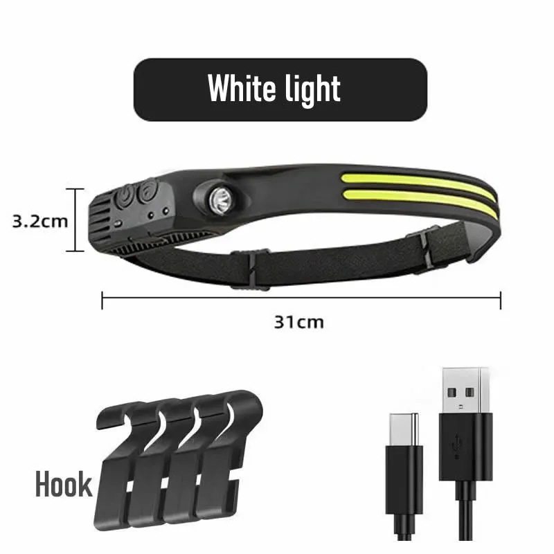 Rechargable Headlamp, Camping Accessories Gear, Waterproof Head Led Lights