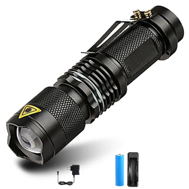 Super bright Mini LED Flashlight Zoom T6 Led Lamp Bead Torch 5 Mode Camping Lamp Waterproof Use 18650 Rechargeable Battery