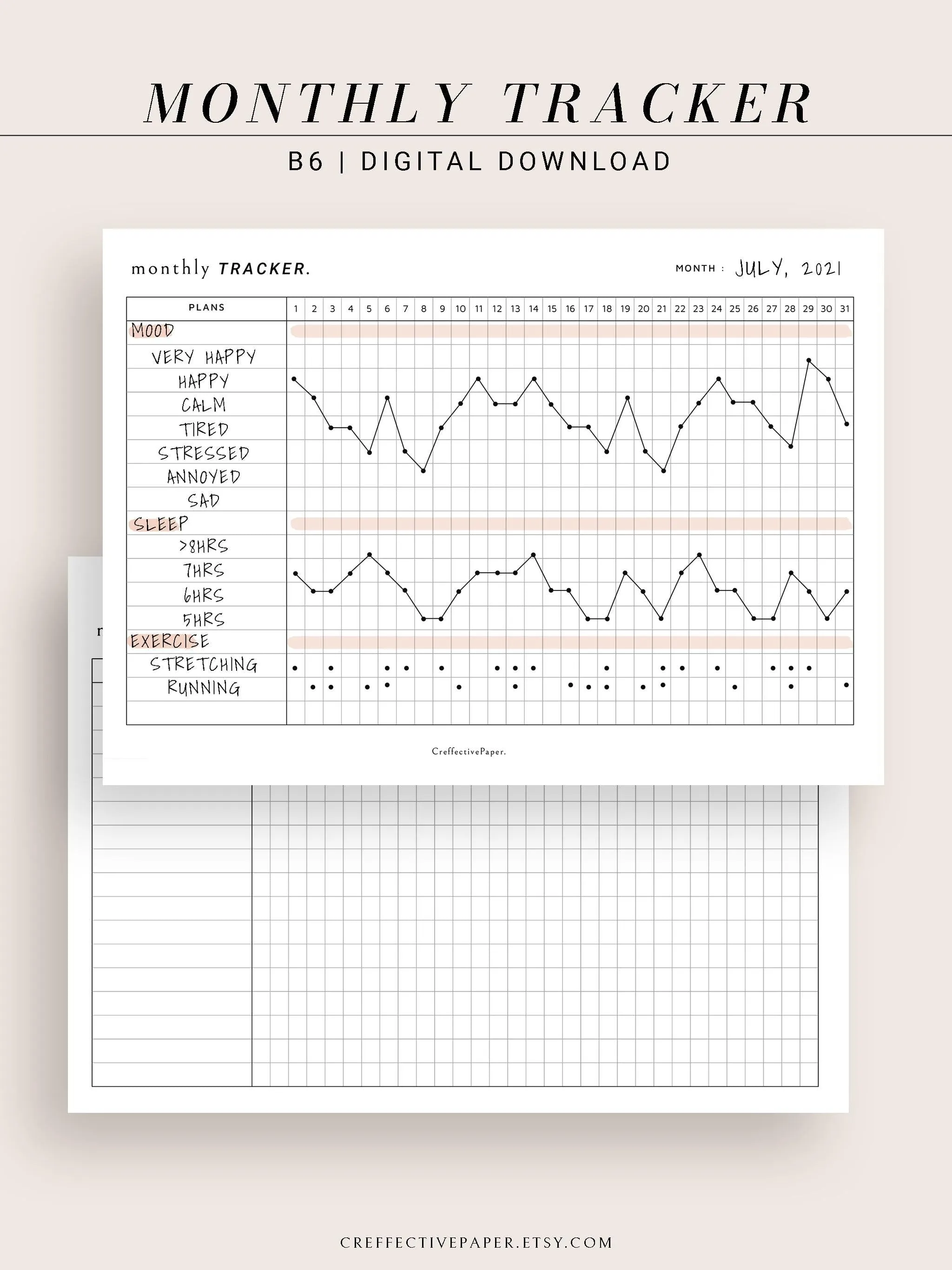 T101_M | Monthly Goal & Habit Tracker Template