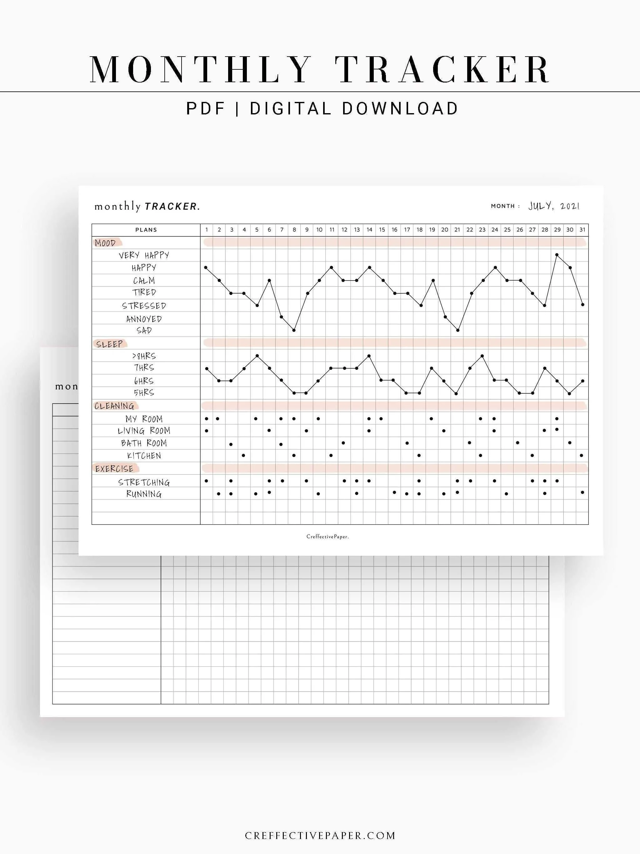 T101_M | Monthly Goal & Habit Tracker Template