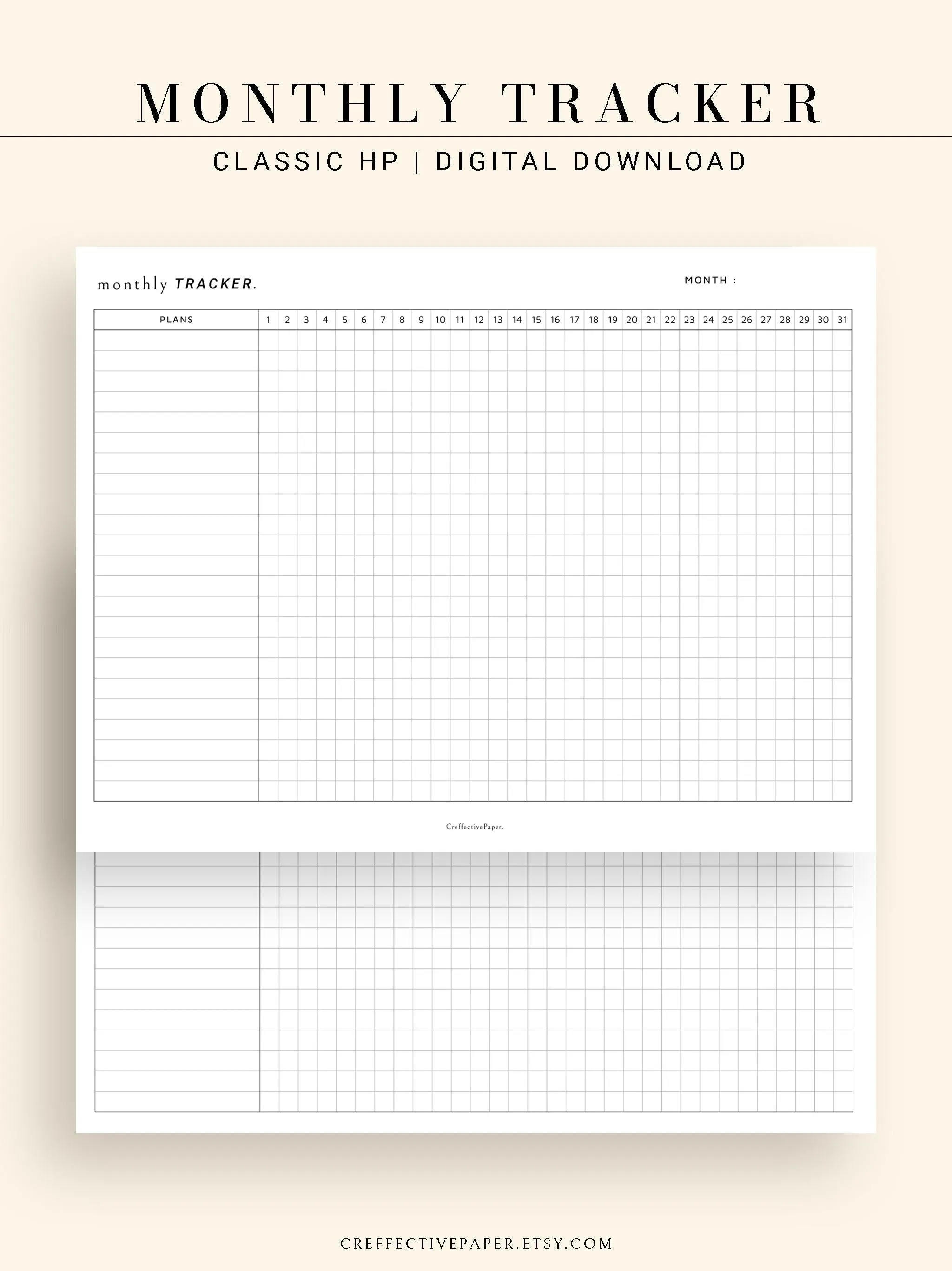 T101_M | Monthly Goal & Habit Tracker Template