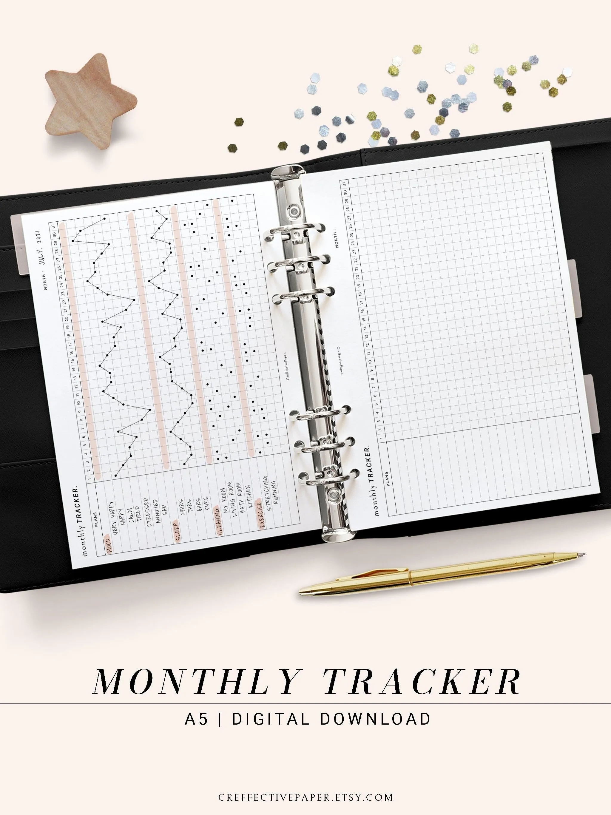 T101_M | Monthly Goal & Habit Tracker Template