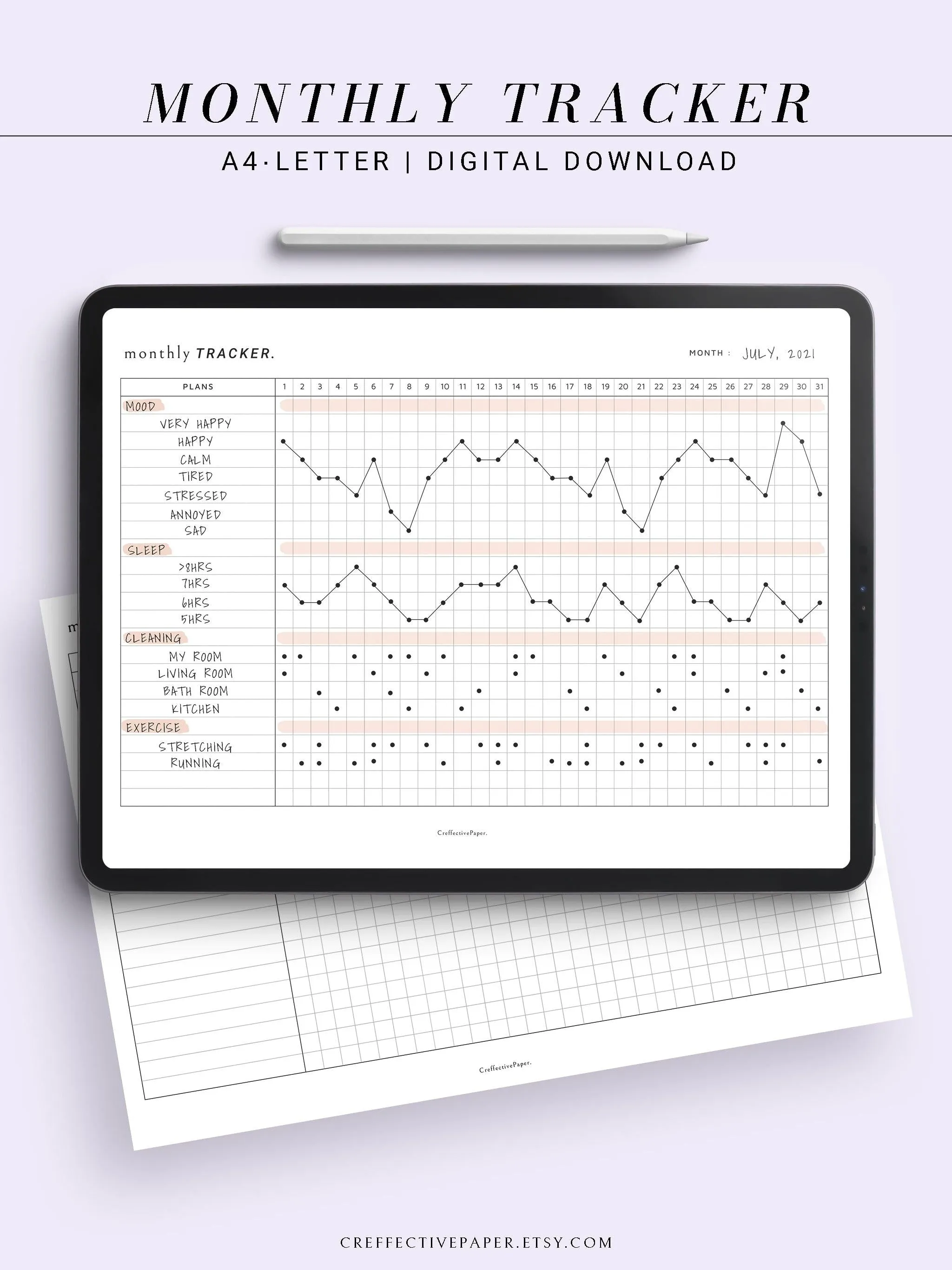 T101_M | Monthly Goal & Habit Tracker Template