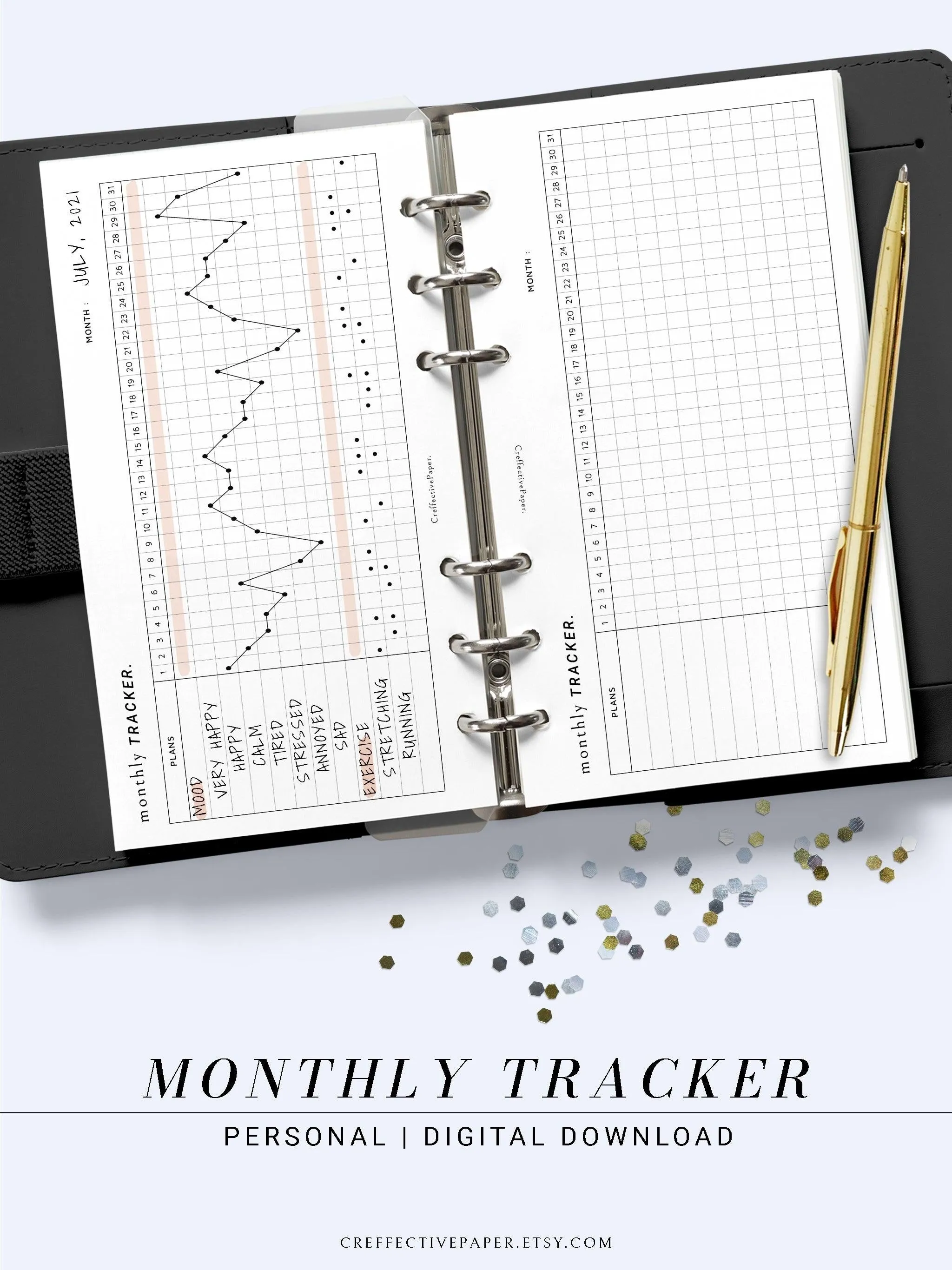 T101_M | Monthly Goal & Habit Tracker Template