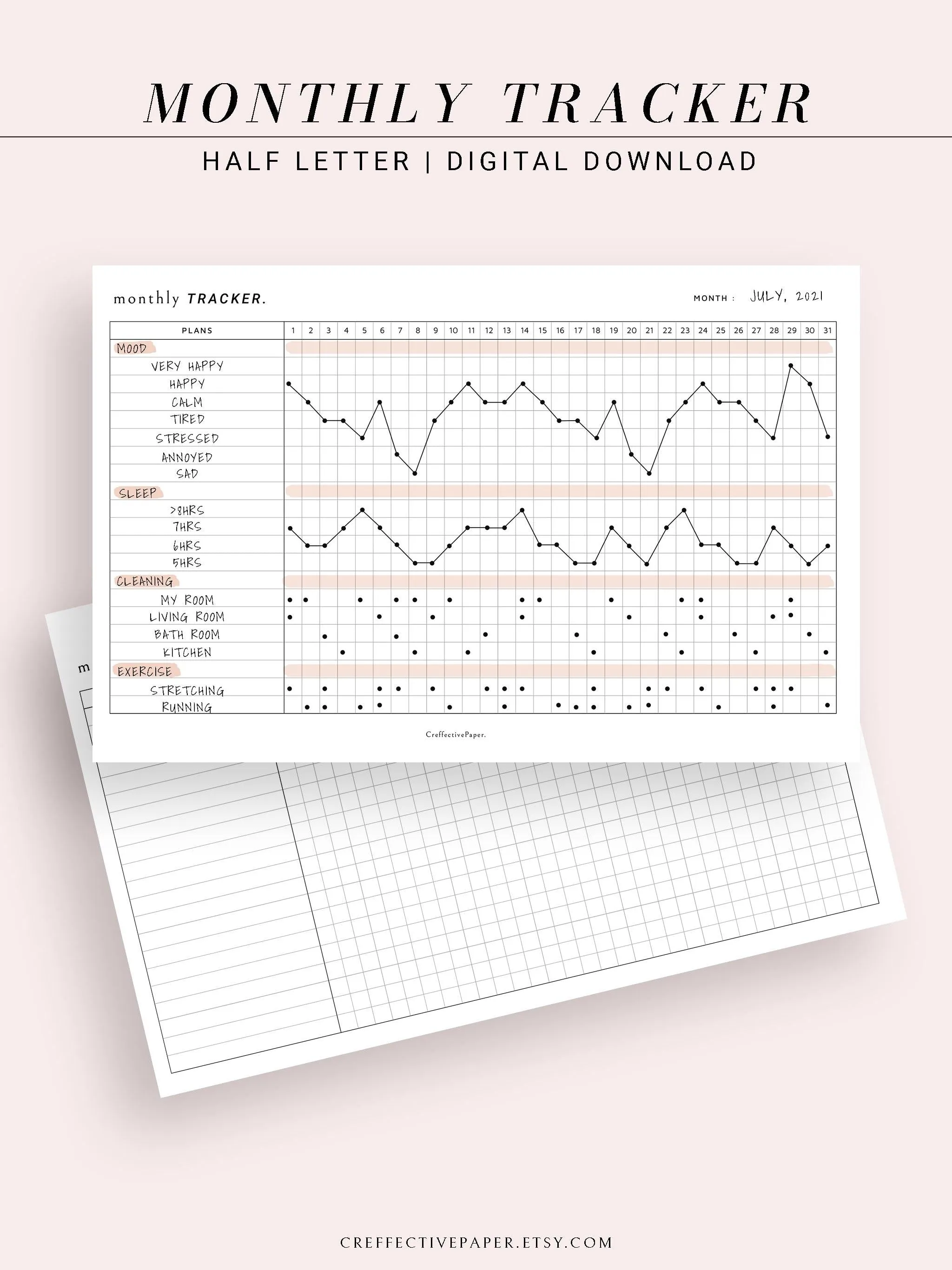 T101_M | Monthly Goal & Habit Tracker Template