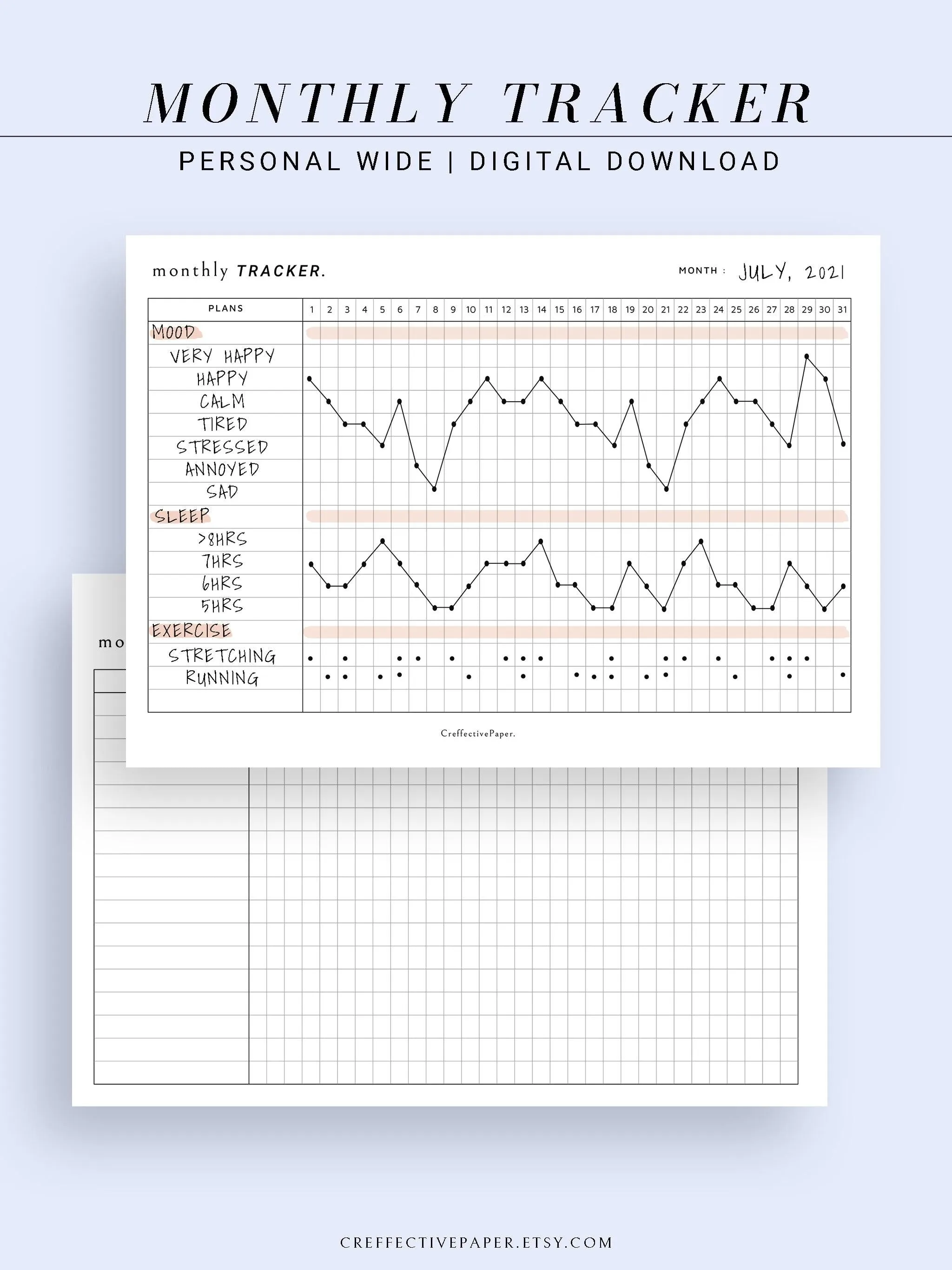 T101_M | Monthly Goal & Habit Tracker Template