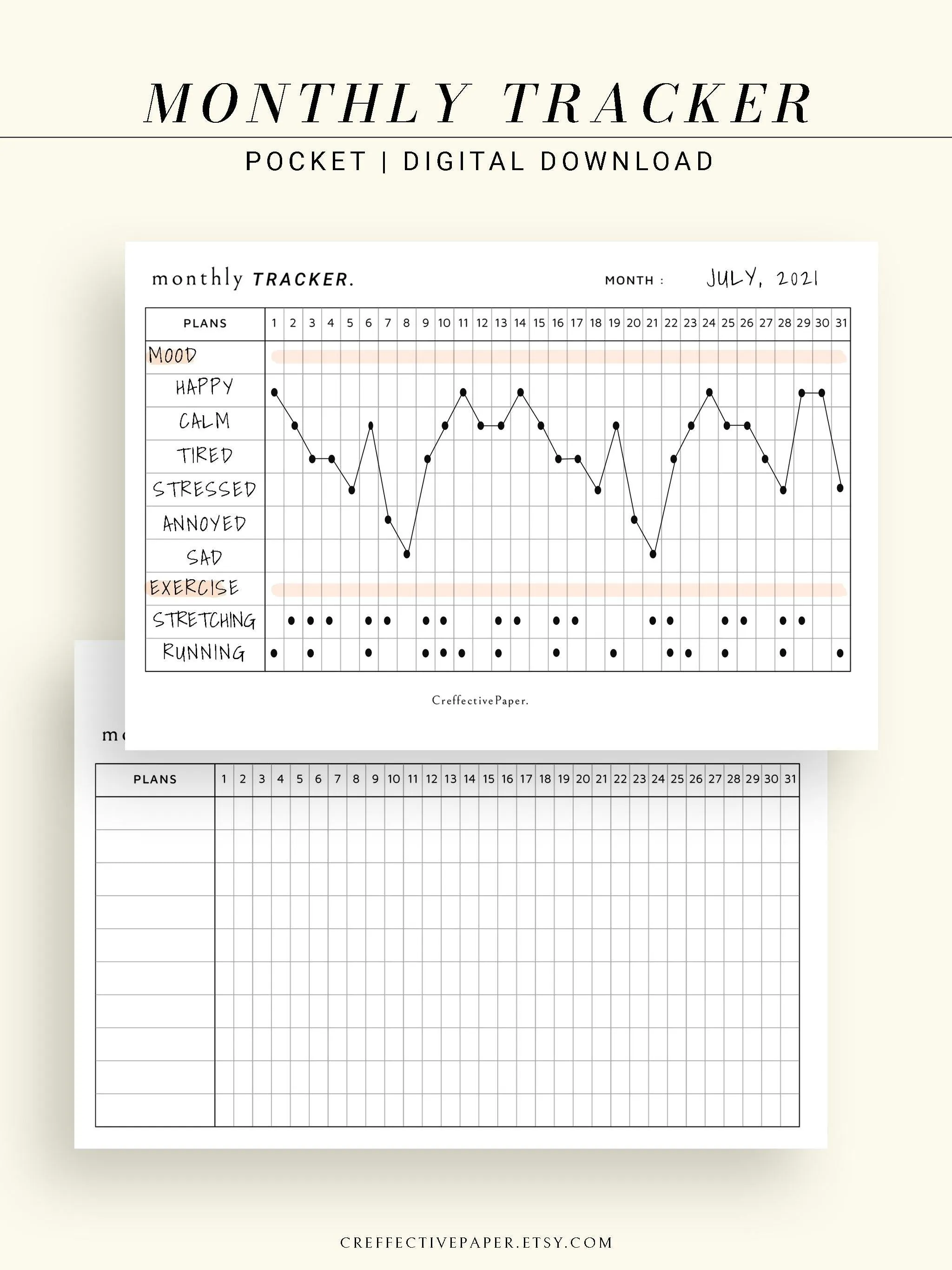 T101_M | Monthly Goal & Habit Tracker Template