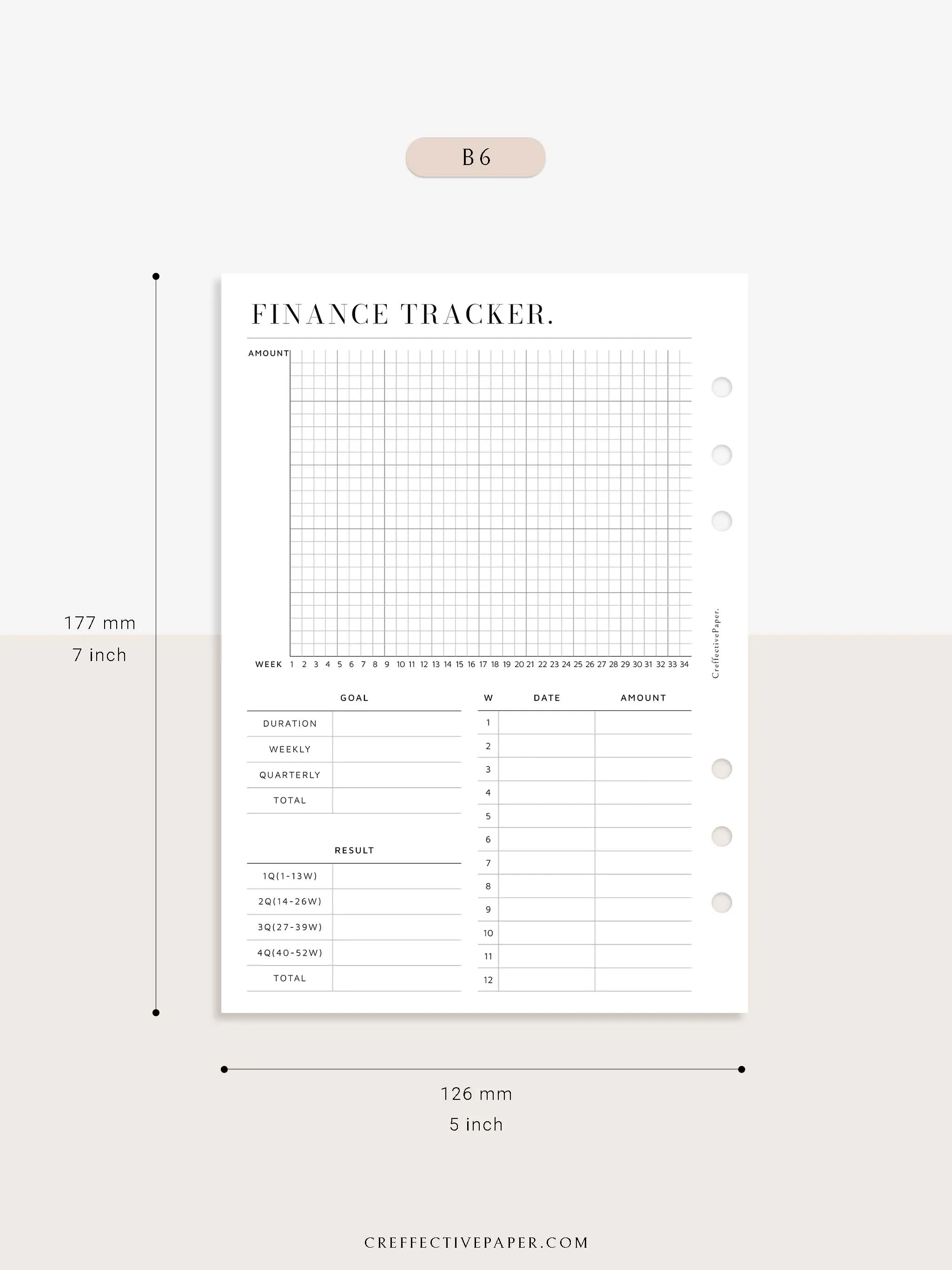 T123 | 52-week Finance Tracker, Yearly Graph Tracking