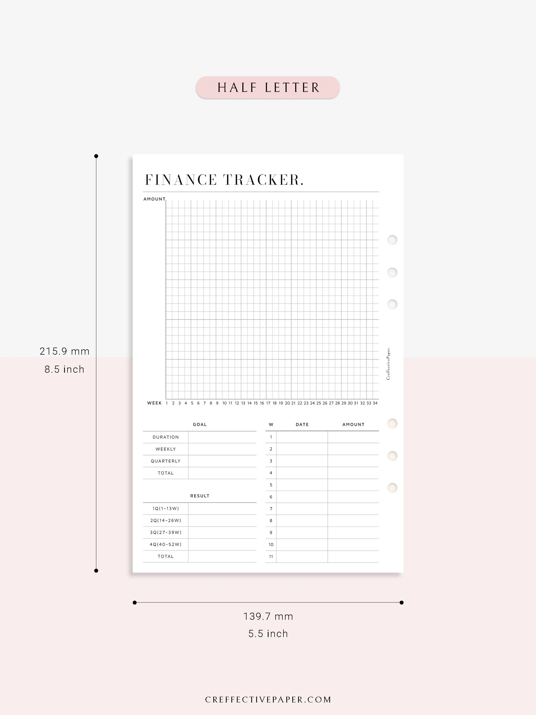 T123 | 52-week Finance Tracker, Yearly Graph Tracking